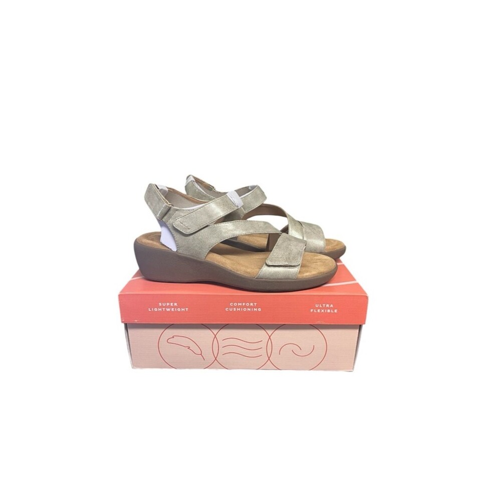 NIB Easy Spirit Gold Wedge Comfort Sandal Sz 9.5